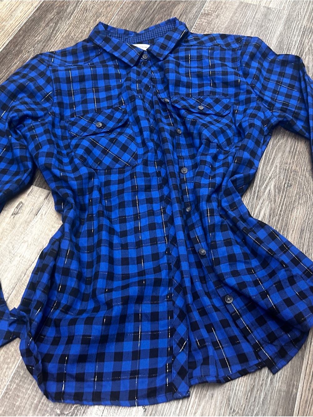 croft & barrow Blue and Black Plaid Button-Down Shirt